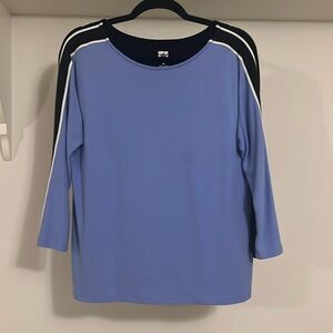 Anne Klein Racing Stripe 3/4 Sleeve Tee Shirt